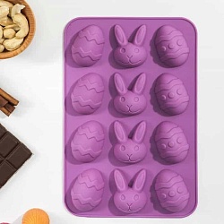 Форма для льда и шоколада "Пасха", 23 см*15 см, 12 ячеек, МИКС