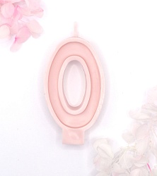 Свеча цифра "0" розовая
