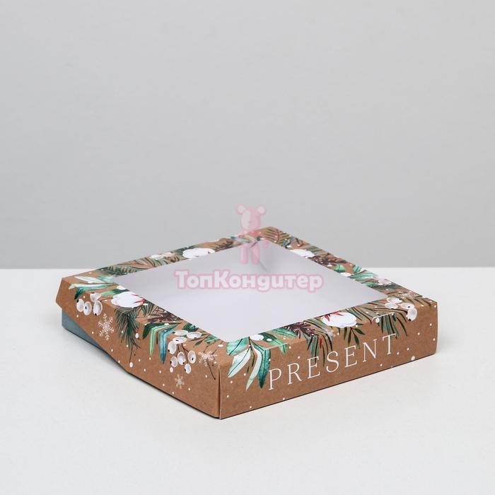 Коробка складная 20 см*20 см*4 см "Present"