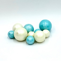 Сферы из шоколадной глазури перламутровые бело-голубые 10шт.